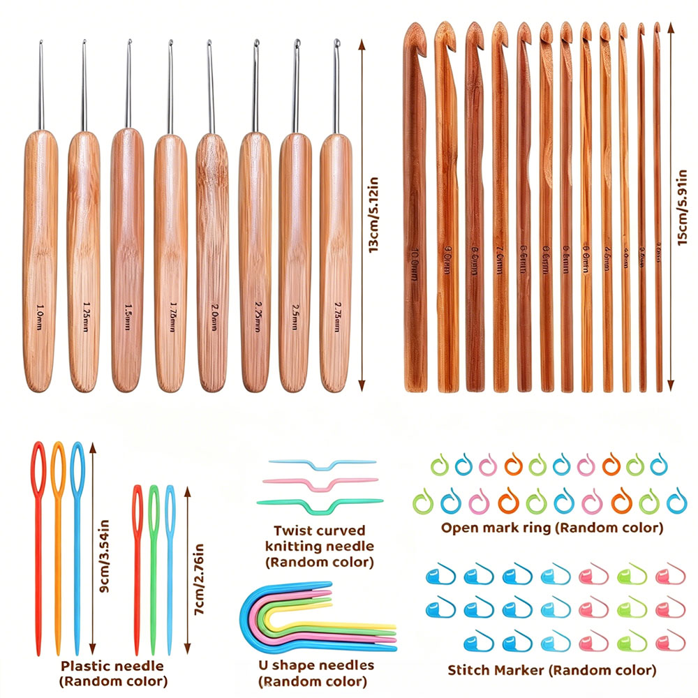 74-delige bamboe haaknaaldset, - Tool Set recensie en prijs